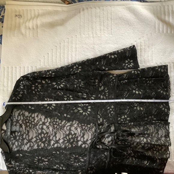 I.N.C Lace Jacket Tie Front Black Silver SZ PM - Picture 15 of 15